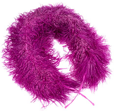Tibet Lammfell Schal Kurz Boa Stola (100% Tibetlammfell Qualität) Farbe hellpink/lila JAY15 Boa-75