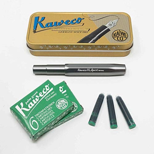Kaweco Fountain Pen Al Sport Anthracite Nib M with 12 Cartridges