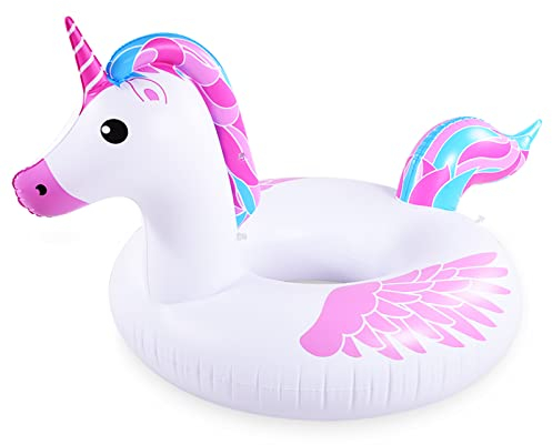 Inflatable Unicorn Pool Float Tube for Party Decorations, Unicorn Inflatable Raft Pool Toys, 67 Inches Giant Pool Float for Adults and Kids