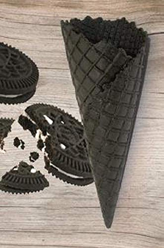 MyNaschbar Süße Schwarze Eiswaffeln Keks Geschmack 42 Stück, 135 mm lang, Ø 52 mm, VEGAN – Essbare Eistüten perfekt für 1-2 Kugeln Eis oder Softeis – Eiswaffeln Hörnchen in Eisdielen-Qualität