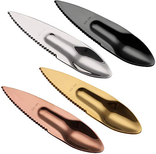 AnSaw Kiwi Spoon knife 2-in-1 Reusable avocados Fruit Cutter Peeler Spoons, Stainless Steel Multi Use For Home Kitchen and Travel Utensil,Set of 4