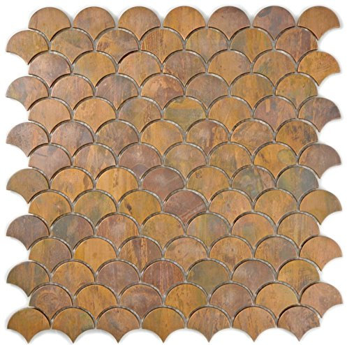 Mosaik Fliese Kupfer Fächer braun für WAND BAD DUSCHE KÜCHE FLIESENSPIEGEL THEKENVERKLEIDUNG BADEWANNENVERKLEIDUNG Mosaikmatte Mosaikplatte | 10 Mosaikmatten
