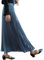 Damen Mädchen Plisseerock in Maxilänge Plissee-Maxirock Elastische Chiffon Langer Faltenrock Elastischer Bund für Frühling Sommer Herbst - 90cm Einfarbig Blaugrau