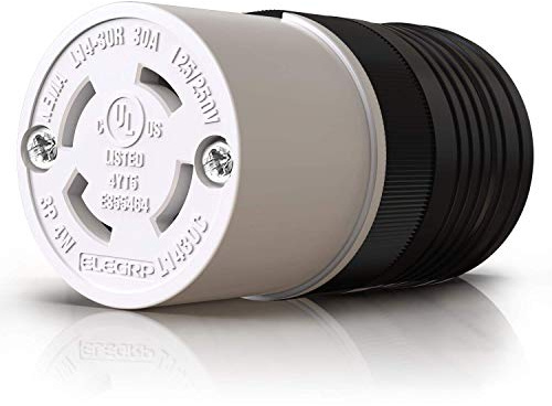 ELEGRP NEMA L14-30R Verriegelungsverbinder, Generator Drehverschluss-Adapter, weiblich, 30 A, 125/250 V, 3-polig, 4-Draht-Erdung, Industriequalität, robust, UL-gelistet (1 Packung, schwarz/weiß)