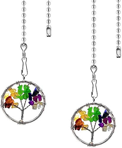 Hyamass pezzi 12 colorato albero della vita ciondolo ciondolo ventilatore da soffitto ciondoli ventilatore estensione catena di trazione con connettore a catena a sfere