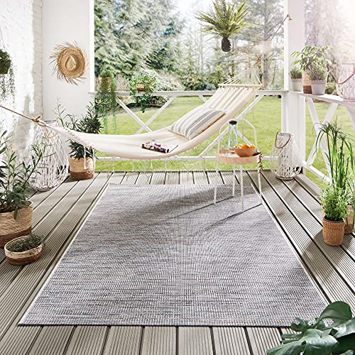 Steffensmeier Indoor Outdoor Teppich Dalsland Terrasse Flur Küche Balkon wasserfest, strapazierfähig und pflegeleicht, Blau, Größe: 80x150 cm