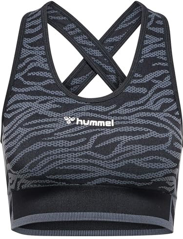 hummel Damen Hmlmt Saga Seamless Sports Top Yoga Shirt, Black/Asphalt Melange, XS EU