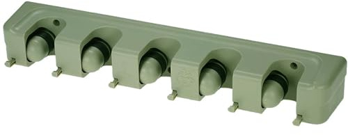 VERK GROUP Besenhalterung Wand & Gerätehalter mit 6 Hängeleisten und 5 Spannern, Wandhalterung, Besenhalter, Gartengeräthalter, Beige