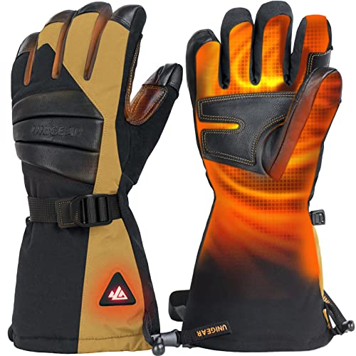 Unigear beheizbare Handschuhe mit Schnellladen für Damen und Herren, beheizte wärmende Winter Handschuhe mit Heizung, 3 Wärmestufen, wasserdicht Touchscreen für Skifahren, Raynauds und Outdoor Arbeit
