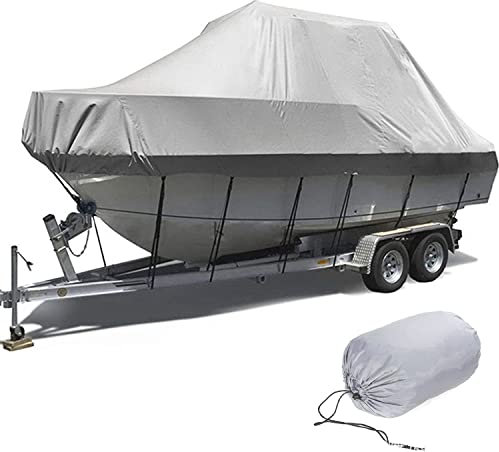 RCYF Taud de Bateaux Bache Bateau Housse de Bateau 600D Oxford Imperméable,Anti-déchirure,Anti-UV,Anti-Neige,Toutes Les Saisons avec Corde Fixe pour Protégez Le Navire,Grey-17-19FT:600 * 310cm