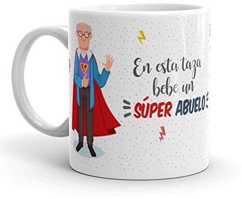 Kembilove Taza el mejor Abuelo del mundo – Mensaje En esta Taza Bebe un Super Abuelo – Regalo Original Hombres – Regalos originales para Abuelos – Regalos Personalizados Originales