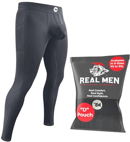 Real Men ABCD Pantaloni a Compressione, Confezione da 1, 2 e 3 Pezzi, Leggings da Uomo, Pantaloni da Yoga, Collant, Strato Base da Uomo per Il Freddo, L