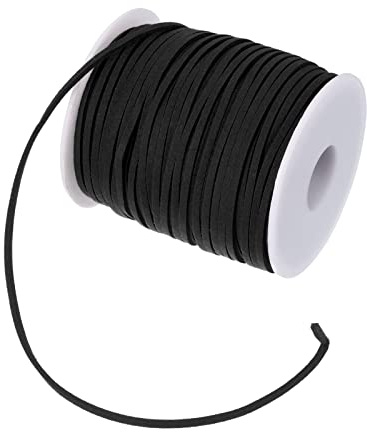 PATIKIL Suede Cord with Roll Spool 3mm 50 Yard, Flat Faux Leather Lace for Necklace Bracelet Jewelry Making Beading DIY Crafts, Black