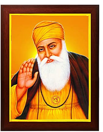 zig zag Guru Nanak Dev Ji Bilderrahmen zum Aufhängen an der Wand, Tempel, Tisch, Pooja-Raum (24,1 x 34,3 cm, Acrylglas)