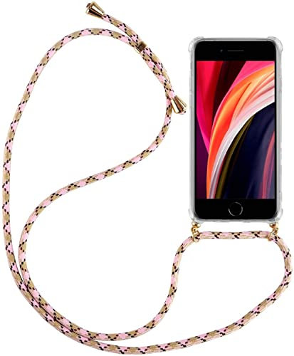 SNCLET pour Huawei P20 Lite 2019 Coque Transparent TPU Antichoc Housse de Protection Bumper Lanière avec Cordon Réglable Longueur Chaîne Etui avec Cordon Lanyard pour Huawei P20 Lite 2019,Or Rose