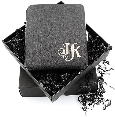 Zigarettenetui mit Gravur in Geschenkbox schwarz Zigarettenbox personalisiert mit Initialen Geschenkidee Geburtstag Taufpate bester Papa