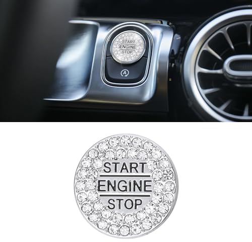 BLINGOOSE Glitzer Auto Accessoires für Mercedes Benz Start Stopp Knopf Abdeckungs Aufkleber Car Innen Dekoration für Mercedes GLB GLA CLA GLE A G Klasse Metall Crystal