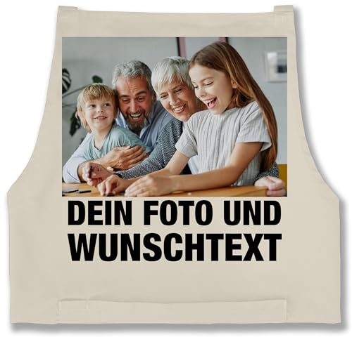 Schürze - Erwachsene - Mit Foto I Eigenem Bild I Text I Name I Wunschtext - 85x69 - Natur Weiß - fotoschürze personalisierte kochschürze selbst drucken photo backschürze