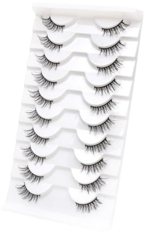 Faux Cils Volume Russe Naturel, 10 Paires Faux Cils Cat Eyes 3D, Long Faux Cils Fluffy, Faux Cils Epais Noir, Faux Cils Coin Externe de l oeil, Faux Cils Auto-adhésifs Colle, 3-13mm