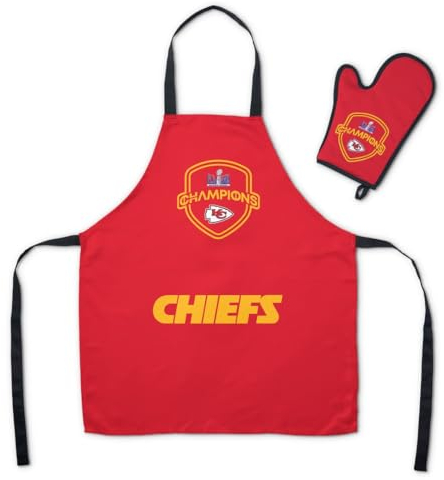 Northwest NFL Kansas City Chiefs Super Bowl LVIII Champions Schürze und Ofenhandschuh-Set, 61 x 71,1 cm Schürze, 20,3 x 30,5 cm Handschuh, Luminary Champs