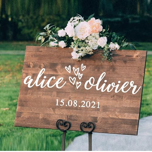 Sticker Panneau Mariage Bienvenue,DÉCALQUE DE VINYLE Décalcomanie De Mariage Personnalisée, Panneau De Bienvenue Bricolage, Décalcomanie De Planche De Mariage, Décalcomanie Miroir, Signe Mariage Diy