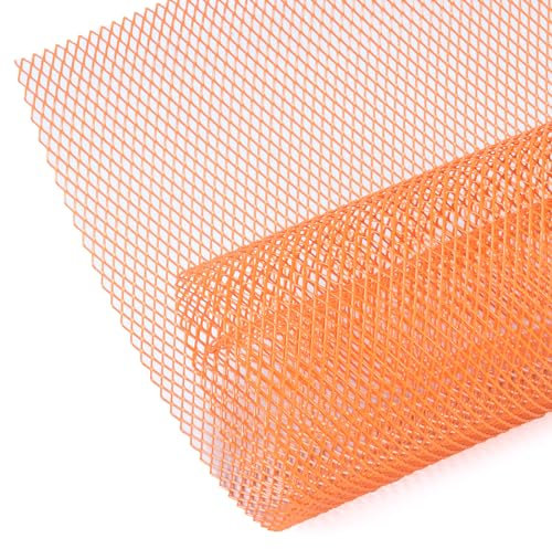 AggAuto 100 x 33 cm Orange Diamond Racing Grill, 6 x 12 mm, Stretched Grille, Aluminium Alloy Car Grill Mesh, Universal Car Grille