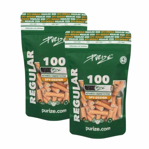 200 Stück PURIZE Regular Size 9mm (8,3mm) Aktivkohle-Filter (Spy)