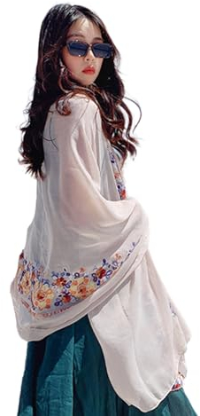 GMBYLBY Bunte Blumen Stickerei Pashmina Damen Wickelschal Schals Ethno Schal Langer Schal Für Reisen Damen Langer Schal
