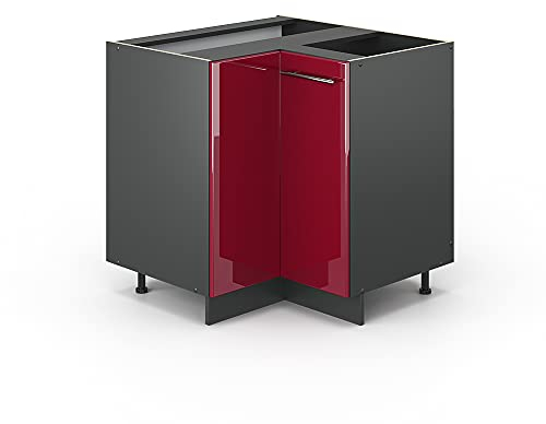 Vicco Eckunterschrank Fame-Line, Bordeaux Hochglanz, 80.5 cm
