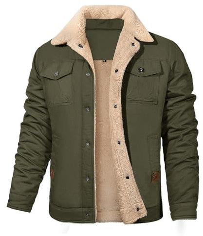 Voqeen Veste Homme Cargo en Polaire d'hiver pour Militaire Épaissir Coupe-Vent Coton Manteau Homme Hiver Chaude Avec Revers