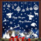 KAIRNE Weiß Weihnachts Fenster Aufkleber,Merry Christmas Weihnachten Schaufenster Deko,Rentier Elch Weihnachtsbaum Fensterdeko PVC Schneemann Schneeflocke Fensterbilder für Vitrinen Glas Winter Deko