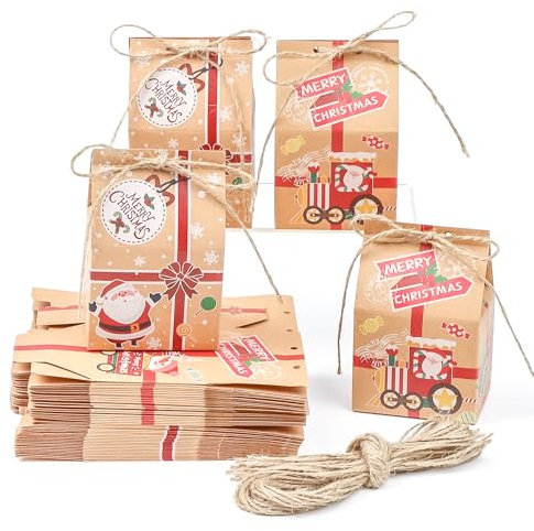 DARENYI 50 Stück Weihnachtsbaum-Geschenkboxen – leere kleine Weihnachtsfeier-Boxen