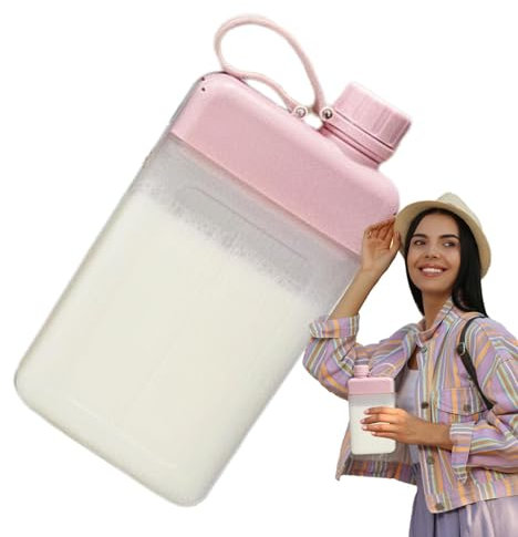 Dtaigou Flat Water Bottle, Square Water Bottle, 450 ml Small Flat Water Bottle, Pocket Friendly, Leak-proof Drinking Water Cup, Compact Transparent Pocket Water Bottle for