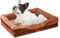 AUSCAT Medium Orthopedic Dog Bed, Memory Foam Dog Bed with Waterproof Lining, Three-Sided Bolster Cushion with Washable Removable Cover, 70L x 58W x 18H cm, Seat Size: 49x48cm, Brown