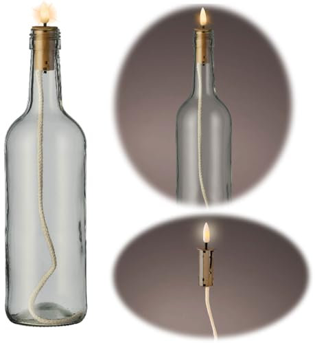 LS-LebenStil LED Flaschenlicht 1 LED Korken mit Kerze/Flamme Braun Timer Batterie Flaschenlichter