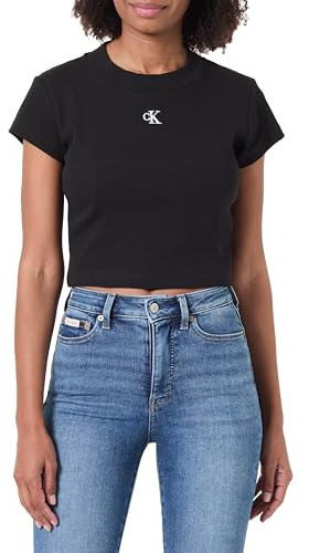 Calvin Klein Damen T-Shirt Kurzarm Rib Baby Tee mit Stretch