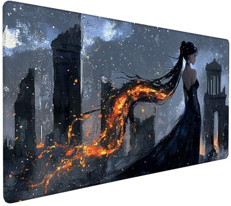 Gaming Tapis de Souris XXL 800 x 400 x 3 mm Grand Tapis de Souris Noir Mouse Pad Dessin Animé Tapis Souris Surface Lisse et Base en Caoutchouc Anti-dérapant, Decoration Chambre Fille Gifts Z-92