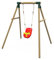Plum Play Kids Outdoor Wooden Round Pole Garden Swing Set with Ground Anchors - Safe Sturdy A Frame - Suitable for up to 50kg per accessory - Up to 5 year Warranty (Single Red Baby Seat)