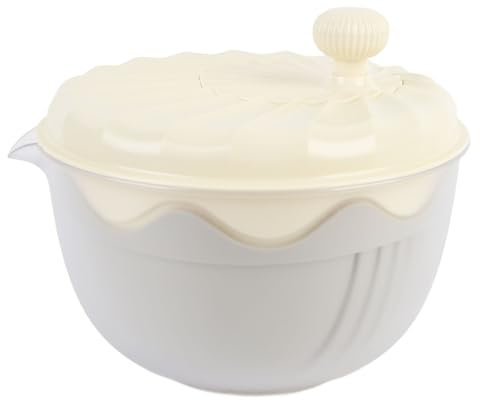 Salad Spinner with Storage Lid, Bowl and Colander, Vegetable Fruit Washer and Salad Chopper for Fresh, Crisp (Nordic Blue) (Beige)