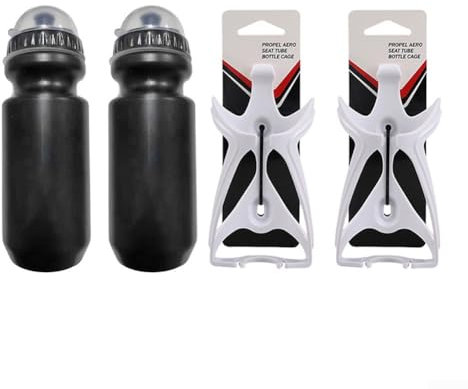 Zoegneer Ensemble porte-bidon de vélo avec 2 porte-bouteilles et porte-bouteille d'eau léger pour vélo (blanc)