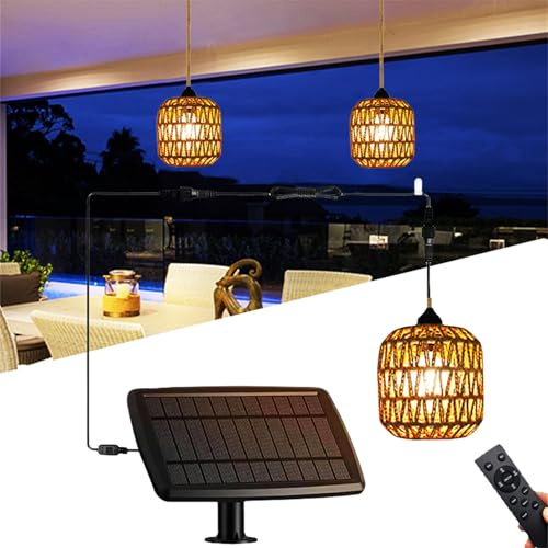 wgzixezn Lustre Solaire Exterieur Boheme Suspension Solaire Exterieur Suspension Exterieur Lampe Exterieur sur Pied pour Tonnelle D'extérieur Lustre Solaire Rotin D'extérieur avec Intensité
