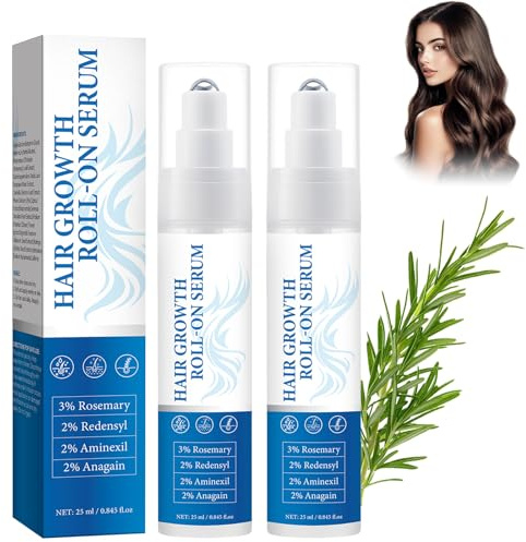 Rosmarin Haarwachstumsserum Roll On, Hair Growth Serum Kopfhaut Pflege, 2 Stück Haar-Roller-Serum, Blockierendes Kopfhautserum fördert den Sauerstofffluss, Reduziert Haarausfall, für alle Haartypen