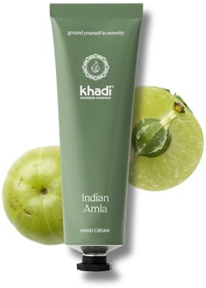 khadi Indian Amla Handcreme, schnell einziehende Handpflege, 50 ml | Mit Amla, Sheabutter, Bienenwachs & Ayurveda-Extrakten; nicht fettend, schützt & pflegt, 100% zertifizierte Naturkosmetik
