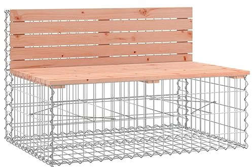 XHNIFBN Gartenbank aus Gabionen 103x70x65 cm Douglasie Massivholz, robuster Sitzplatz mit Stahl-Untergestell, Modernes Design & Langlebigkeit für Garten, Balkon und Terrasse