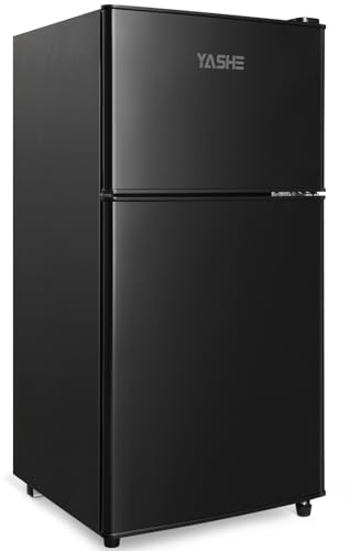 YASHE 86L Mini Kühlschrank mit Gefrierfach - Kleiner Kühlschrank, Doppeltür-Kühlschrank mit verstellbarem Thermostat, 7 Stufen, ideal für Wohnungen, Schlafzimmer, Büros und mehr