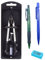 Faber Castell Pack Lote Bigotera Compás con Adaptador Universal 32722-8 + Bolígra Portaminas Edding P3 0,7mm + Goma de Borrar Dust-Free
