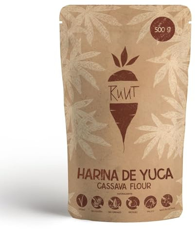 Ruut Harina de Yuca Totalmente Natural - Paleo, Vegetariana, Protocolo AIP, Dieta FODMAP - Harina sin Gluten - Harina de Pan Sana sin Frutos Secos, Cereales ni Aditivos - Harina sin Gluten 500 g