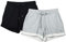 icyzone Damen Shorts Kurze Sporthose Jogginghose Atmungsaktiv Laufshorts Gym Fitness Shorts 2er Pack (L, Black/Grey)