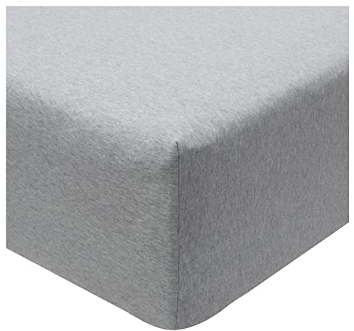 Sleepdown 5056242762577 Jersey Melange Grau Spannbettlaken Warm Gemütlich Pflegeleicht Unifarben Bettwäsche 90 x 200 x 25 cm, Polycotton, Fitted Sheet 90 x 200 x 25cm
