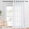 PONY DANCE 1 Stück Vorhang Weiss Halbtransparent - Extra Breite Gardinen mit Ösen Leinentextur Lichtdurchlässige und luftige Vorhänge für Große Fenster, H 220 x B 200 cm